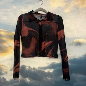 Mesh Black and Brown Button Up
